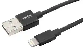 1700-0078: USB Cable, Type A Plug to Lightning Connector, 1.2 m, 3.9 ft, Black