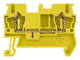8WH2000-0AF06: DIN Rail Mount Terminal Block, Yellow, 2 Ways, 28 AWG, 12 AWG, 2.5 mm², Clamp, 31 A