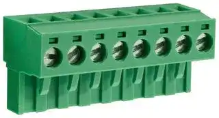 CTBP9200/8: Pluggable Terminal Block, 5 mm, 8 Ways, 28 AWG, 14 AWG, 1.5 mm², Clamp