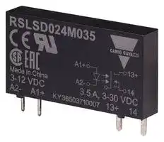 RSLSD024D035: Solid State Relay, Ultra Slim, SPST-NO, 3.5 A, 30 VDC, Socket, Through Hole, Plug In, PC Pin