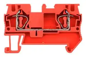 8WH2000-0AG02: DIN Rail Mount Terminal Block, Red, 2 Ways, 28 AWG, 10 AWG, 4 mm², Clamp, 40 A
