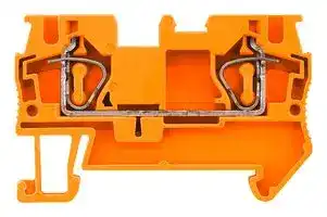 8WH2000-0AG04: DIN Rail Mount Terminal Block, Orange, 2 Ways, 28 AWG, 10 AWG, 4 mm², Clamp, 40 A