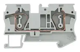 8WH2000-0AH00: DIN Rail Mount Terminal Block, Grey, 2 Ways, 24 AWG, 8 AWG, 6 mm², Clamp, 52 A
