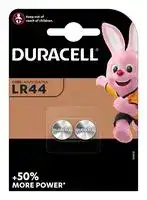 LR44 2PK: Battery, Pack of 2, 1.5 V, LR44, Alkaline, 105 mAh, Pressure Contact, 2