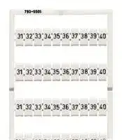 793-5505: Terminal Block Marker, White, Black Marking, Marking Card, WAGO 5mm Width Terminal Blocks, 31 to 40