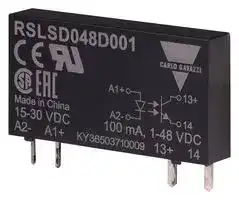 RSLSD048D001: Solid State Relay, Ultra Slim, SPST-NO, 100 mA, 48 VDC, Socket, Through Hole, Plug In, PC Pin