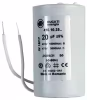 4.16.10.25.06: Motor Run Capacitor, Metallized PP, Can, 20 µF, ± 5%, 450 V