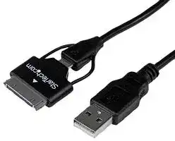 USB2UBSDC: USB Cable, Type A Plug to Micro Type B Plug, 650 mm, 2 ft, USB 2.0, Black