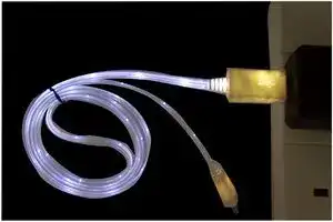 USBMICROLED-WHITE: USB Cable, Type A Plug to Micro Type B Plug, 1 m, 3.28 ft, USB 2.0, Transparent