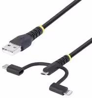 RLTCUB1MBK: USB Cable, 3.3ft (1m) Rugged USB Multi Charging Cable, USB to Lightning/Micro-USB/Type-C