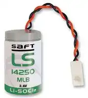 LS14250 MLB: Battery, 3.6 V, 1/2AA, Lithium Thionyl Chloride, 1.1 Ah, Wire Leads, 17 mm