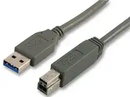 CAC250033: USB Cable, Type A Plug to Type B Plug, 3 m, 9.8 ft, USB 3.0, Grey