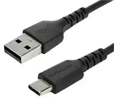 RUSB2AC1MB: USB Cable, 1 m / 3.3 ft USB 2.0 to USB C Cable, Black, Aramid Fiber, EMI Protection