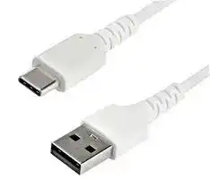 RUSB2AC1MW: USB Cable, 1 m / 3.3 ft USB 2.0 to USB C Cable, White, Aramid Fiber, EMI Protection