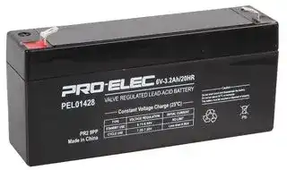 PEL01428: Rechargeable Battery, 6 V, Lead Acid, 3.2 Ah, T1 Terminals, 1