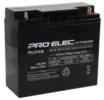 PEL01438: Rechargeable Battery, 12 V, Lead Acid, 18 Ah, T3 / T8 Terminals, 1