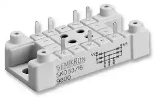 SKD 53/16: Bridge Rectifier, Three Phase, 1.6 kV, 53 A, Module, 7 Pins, 1.5 V