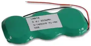 55960403013: Rechargeable Battery, Powerful, Single Cell, 3.6 V, Nickel Metal Hydride, 580 mAh, 3/V600HR Wire