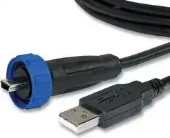 PX0441/3M00: USB Cable, Type A Plug to Mini Type B Plug, 3 m, 9.8 ft, USB 2.0, Black