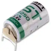 LST142503PFRP: Battery, 3.6 V, 1/2AA, Lithium Thionyl Chloride, 1.2 Ah, PCB Pins, 14.2 mm
