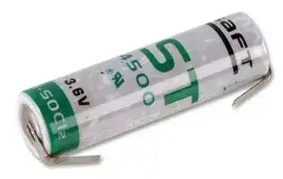 LST14500CNR: Battery, Single Cell, 3.6 V, AA, Lithium Thionyl Chloride, 2.45 Ah, Solder Tab, 14.2 mm