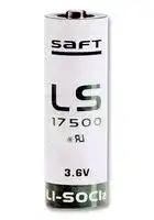 LS17500: Battery, Single Cell, 3.6 V, A, Lithium Thionyl Chloride, 3.6 Ah, Raised Positive and Flat Negative