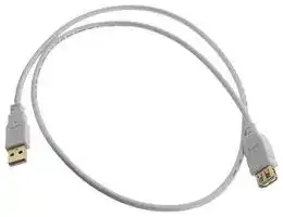 U024AB-003-WH: USB CABLE, 2.0 TYPE A PLUG-A RCPT, 3FT