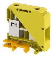 KUT50/ YELLOW: DIN Rail Mount Terminal Block, Feed Thru, 2 Ways, 6 AWG, 00 AWG, 50 mm², Screw, 150 A