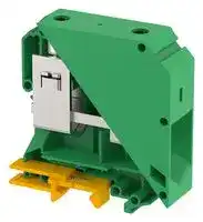 KUT95/ GREEN: DIN Rail Mount Terminal Block, Feed Thru, 2 Ways, 2 AWG, 0000 AWG, 95 mm², Screw, 232 A