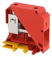 KUT95/ RED: DIN Rail Mount Terminal Block, Feed Thru, 2 Ways, 2 AWG, 0000 AWG, 95 mm², Screw, 232 A