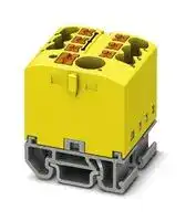 3274172: Panel Mount Barrier Terminal Block, Yellow, 24 A, 690 V, 7 Pole, Push In, 12 AWG