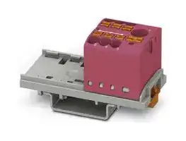 3273083: Panel Mount Barrier Terminal Block, Pink, 24 A, 690 V, 7 Pole, Push In, 12 AWG