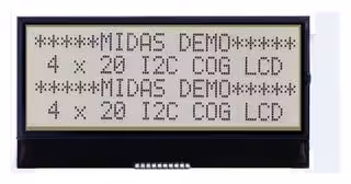 MCCOG42005A6W-FPTLWI-V2: Alphanumeric LCD, 20 x 4, Black on White, 3V, I2C, Transflective