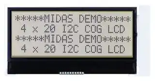 MCCOG42005A6W-FPTLWI-V2: Alphanumeric LCD, 20 x 4, Black on White, 3V, I2C, Transflective