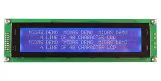 MC44005A6W-BNMLWI-V2: Alphanumeric LCD, 40 x 4, White on Blue, 5V, I2C, English, Japanese, Transmissive