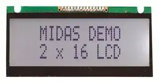 MC21605FA6WE-FPTLW: Alphanumeric LCD, 16 x 2, Black on White, 5V, Parallel, English, Euro, Transflective