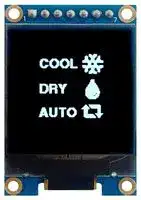 MDOB128128DV-WS: Graphic OLED, 128 x 128 Pixels, White on Black, 3V, SPI, 38.6mm x 26.4mm, -40 °C