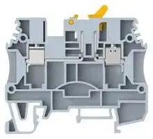 DUTKD4: DIN Rail Mount Terminal Block, Knife Disconnect, 2 Ways, 4 mm², Screw, 20 A