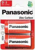 R20RZ/2BP: Battery, 1.5 V, D, Zinc Carbon, Raised Positive and Flat Negative, 2