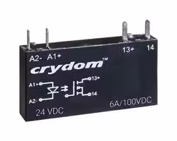 CN100D05: Solid State Relay, SPST-NO, 6 A, 100 VDC, Through Hole, PC Pin, Zero Voltage Turn On