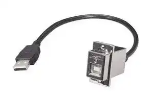 ECF504-12BAL: USB Cable, Type A Plug to Type B Receptacle, 304.8 mm, 12 ft, USB 2.0, Black
