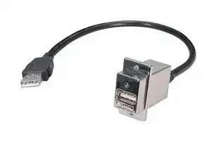 ECF504-24AAL: USB Cable, Type A Plug to Type A Receptacle, 609.6 mm, 24 ft, USB 2.0, Black