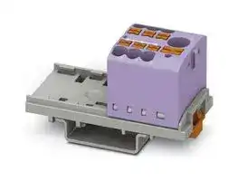 3273082: Panel Mount Barrier Terminal Block, Violet, 24 A, 690 V, 7 Pole, Push In, 12 AWG