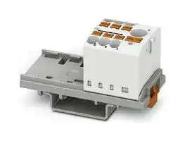 3273078: Panel Mount Barrier Terminal Block, White, 24 A, 690 V, 7 Pole, Push In, 12 AWG
