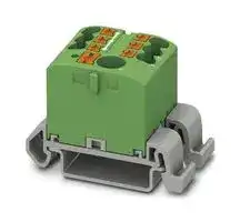 3273206: Panel Mount Barrier Terminal Block, Green, 24 A, 690 V, 7 Pole, Push In, 12 AWG