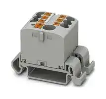 3273198: Panel Mount Barrier Terminal Block, Grey, 24 A, 690 V, 7 Pole, Push In, 12 AWG