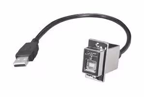 ECF504-36BAL: USB Cable, Type A Plug to Type B Receptacle, 914.4 mm, 36 ft, USB 2.0, Black