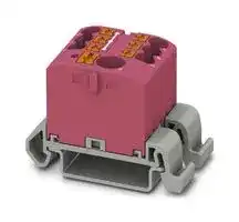 3273215: Panel Mount Barrier Terminal Block, Pink, 24 A, 690 V, 7 Pole, Push In, 12 AWG