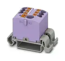 3273214: Panel Mount Barrier Terminal Block, Violet, 24 A, 690 V, 7 Pole, Push In, 12 AWG