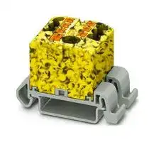 3273218: Panel Mount Barrier Terminal Block, Black/Yellow, 24 A, 690 V, 7 Pole, Push In, 12 AWG